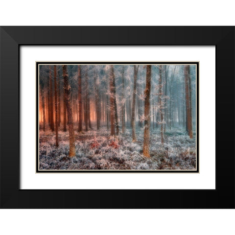 Ice And Fire Black Modern Wood Framed Art Print with Double Matting by Kravanja, Jure