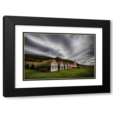 Old Icelandic Rectory Black Modern Wood Framed Art Print with Double Matting by H. Ingibergsson, Torsteinn