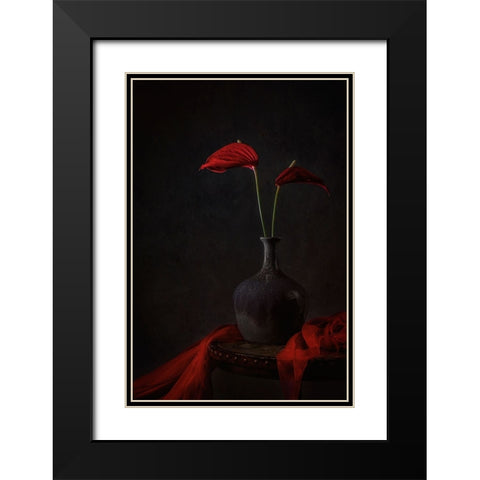 Tropical Anthurium Black Modern Wood Framed Art Print with Double Matting by Jacobs, Lydia