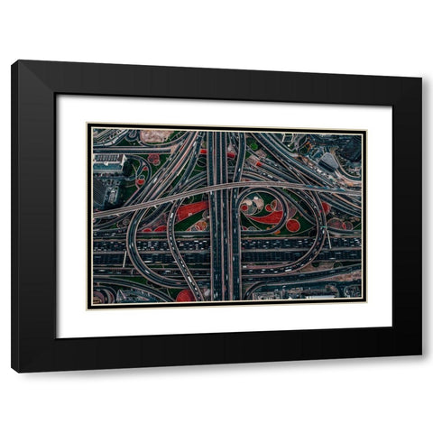 Urban Labyrinth Black Modern Wood Framed Art Print with Double Matting by Chiriaco, Carmine
