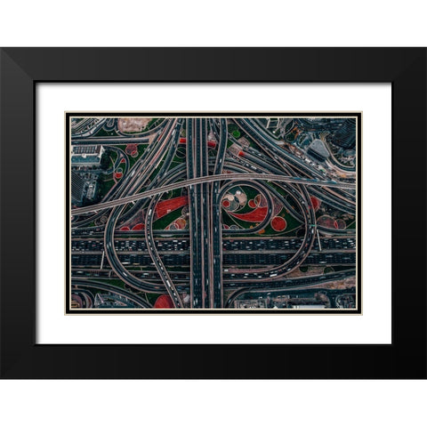 Urban Labyrinth Black Modern Wood Framed Art Print with Double Matting by Chiriaco, Carmine