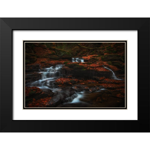 Endless Black Modern Wood Framed Art Print with Double Matting by P., Ruiqing