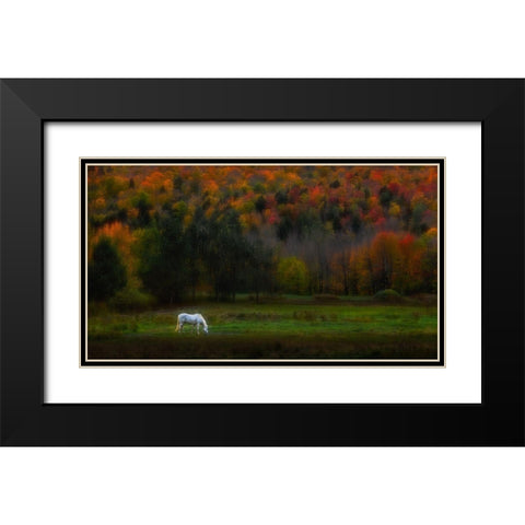 Autumn Glory Black Modern Wood Framed Art Print with Double Matting by P., Ruiqing