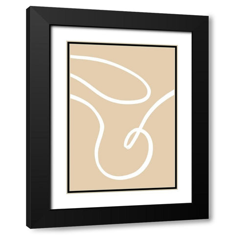 Beige Lines 02 Black Modern Wood Framed Art Print with Double Matting by 1x Studio