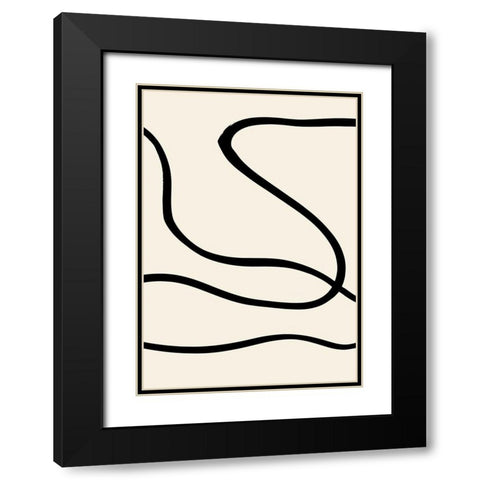 Black Lines 01 Black Modern Wood Framed Art Print with Double Matting by 1x Studio