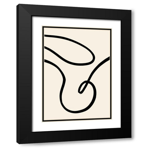 Black Lines 02 Black Modern Wood Framed Art Print with Double Matting by 1x Studio