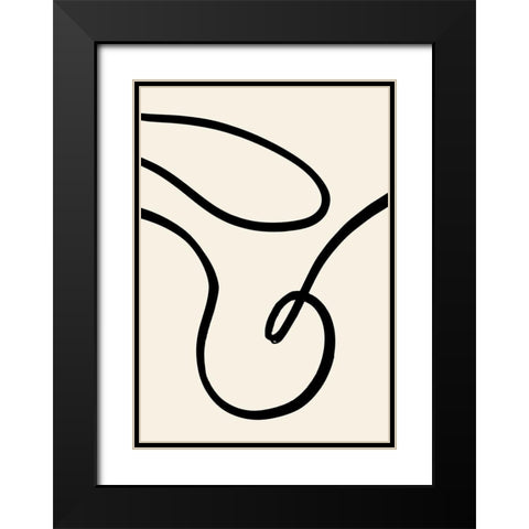 Black Lines 02 Black Modern Wood Framed Art Print with Double Matting by 1x Studio