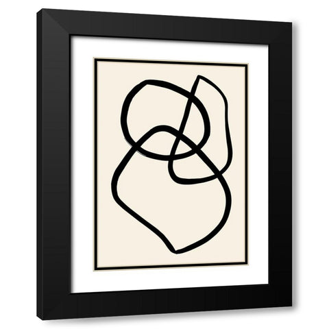Black Lines 03 Black Modern Wood Framed Art Print with Double Matting by 1x Studio