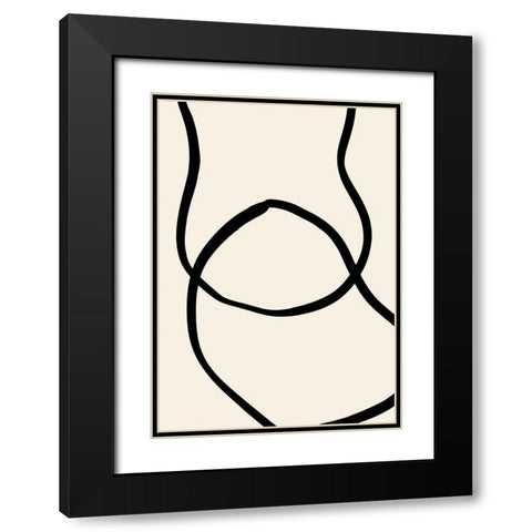 Black Lines 04 Black Modern Wood Framed Art Print with Double Matting by 1x Studio