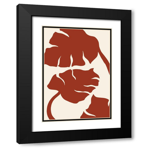 Monstera Brown Black Modern Wood Framed Art Print with Double Matting by 1x Studio