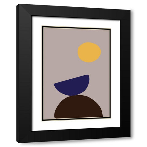 Organic Shapes 07 Black Modern Wood Framed Art Print with Double Matting by 1x Studio