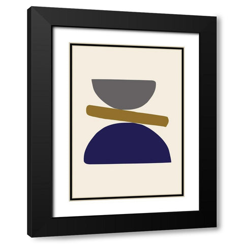Organic Shapes 08 Black Modern Wood Framed Art Print with Double Matting by 1x Studio