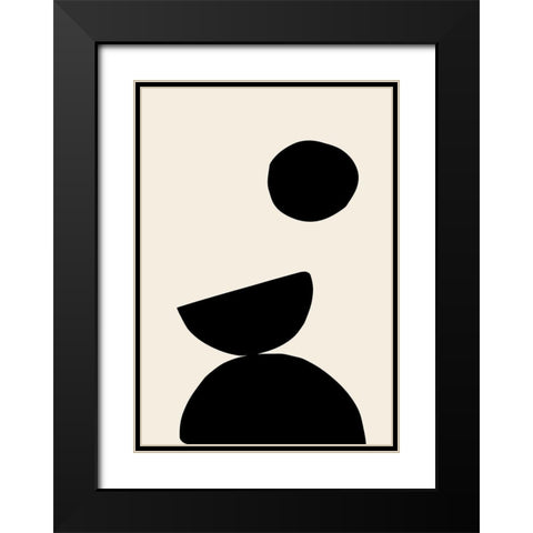 Organic Shapes 09 Black Modern Wood Framed Art Print with Double Matting by 1x Studio