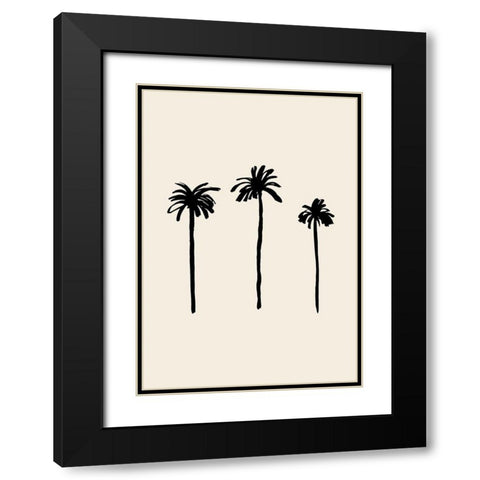 Palm Trees Black Modern Wood Framed Art Print with Double Matting by 1x Studio