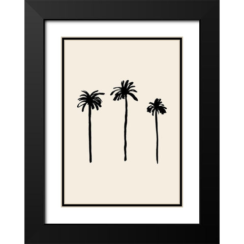 Palm Trees Black Modern Wood Framed Art Print with Double Matting by 1x Studio