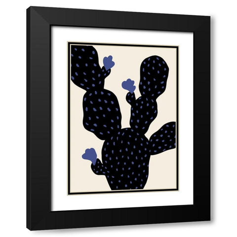 Prickly Pear Cactus Black Modern Wood Framed Art Print with Double Matting by 1x Studio
