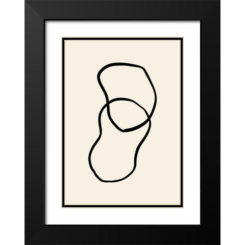Shape 02 Black Modern Wood Framed Art Print with Double Matting by 1x Studio