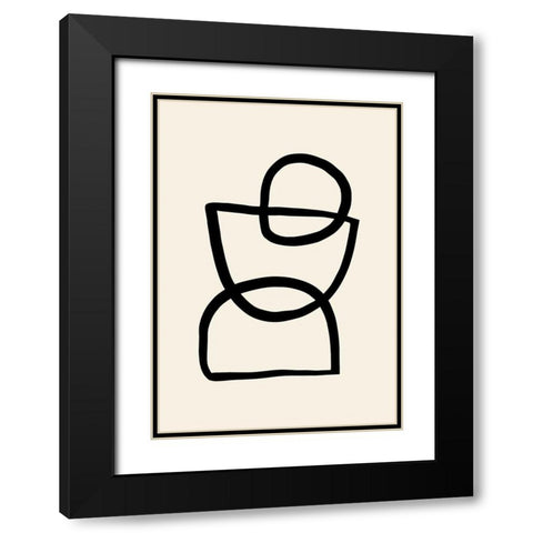 Shape 04 Black Modern Wood Framed Art Print with Double Matting by 1x Studio