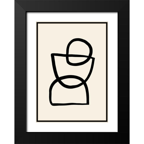 Shape 04 Black Modern Wood Framed Art Print with Double Matting by 1x Studio