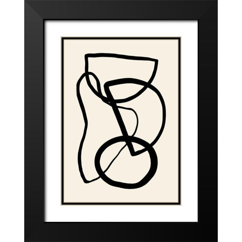 Shape 05 Black Modern Wood Framed Art Print with Double Matting by 1x Studio