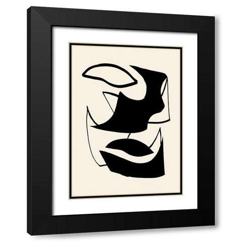 Shape 07 Black Modern Wood Framed Art Print with Double Matting by 1x Studio