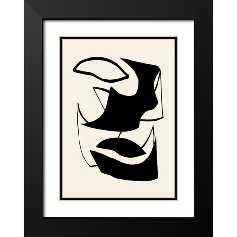 Shape 07 Black Modern Wood Framed Art Print with Double Matting by 1x Studio