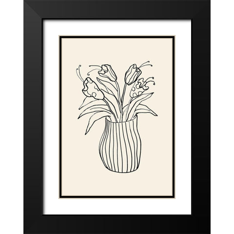 Vase Sketch Black Modern Wood Framed Art Print with Double Matting by 1x Studio