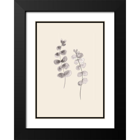 Eucalyptus Twigs Black Modern Wood Framed Art Print with Double Matting by 1x Studio