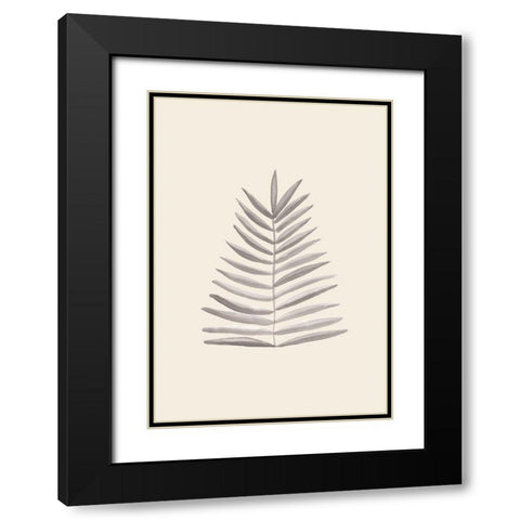 Palm Leaf Ink Black Modern Wood Framed Art Print with Double Matting by 1x Studio