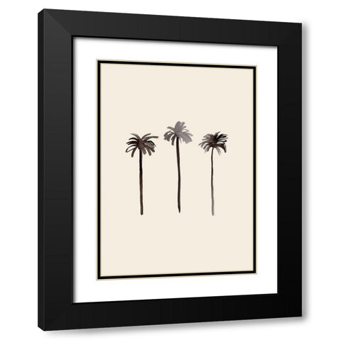 Palm Trees Ink Black Modern Wood Framed Art Print with Double Matting by 1x Studio