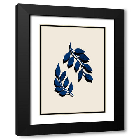 Blue Twig Brush Black Modern Wood Framed Art Print with Double Matting by 1x Studio