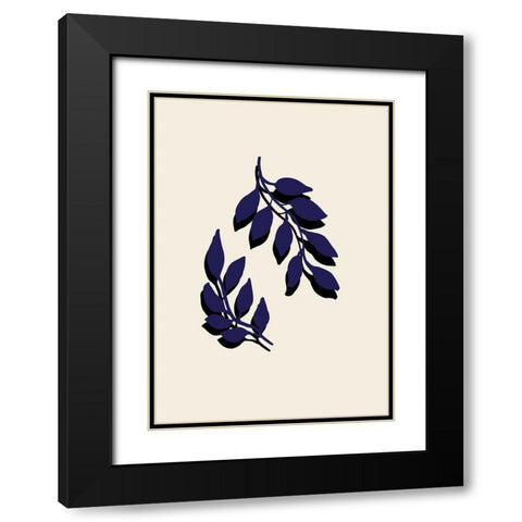 Blue Twigs Black Modern Wood Framed Art Print with Double Matting by 1x Studio