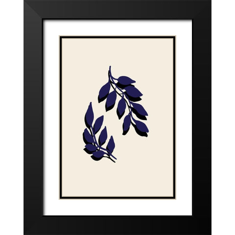 Blue Twigs Black Modern Wood Framed Art Print with Double Matting by 1x Studio