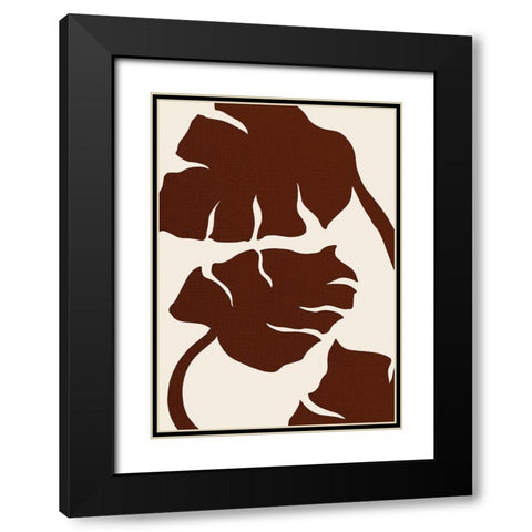 Monstera Canvas Brown Black Modern Wood Framed Art Print with Double Matting by 1x Studio
