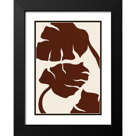 Monstera Canvas Brown Black Modern Wood Framed Art Print with Double Matting by 1x Studio