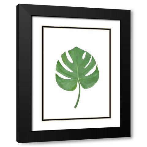 Monstera Aqua 07 Black Modern Wood Framed Art Print with Double Matting by 1x Studio II