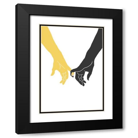 Hands Pinky Black Modern Wood Framed Art Print with Double Matting by 1x Studio II