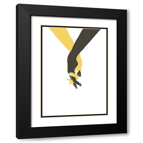 Holding Hands Black Modern Wood Framed Art Print with Double Matting by 1x Studio II