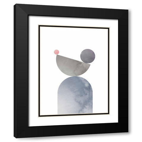 Geometrical Shapes 01 Black Modern Wood Framed Art Print with Double Matting by 1x Studio II