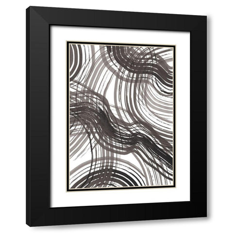 Abstract Ink Black Modern Wood Framed Art Print with Double Matting by 1x Studio