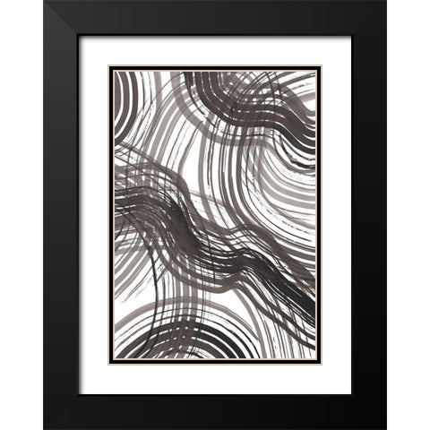 Abstract Ink Black Modern Wood Framed Art Print with Double Matting by 1x Studio