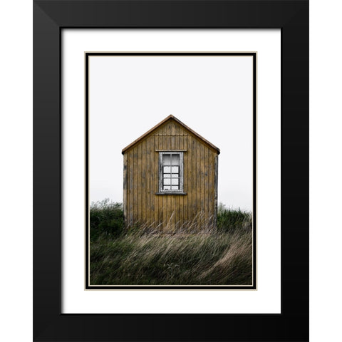 Beach Hut Black Modern Wood Framed Art Print with Double Matting by Gronkjar, Lotte