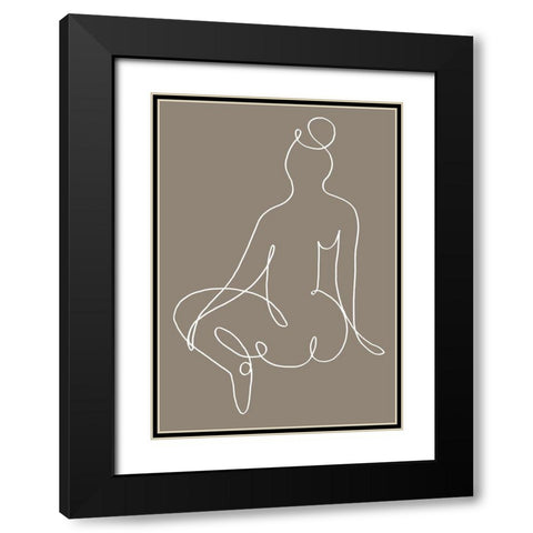 Sitting Down 02 Black Modern Wood Framed Art Print with Double Matting by 1x Studio II
