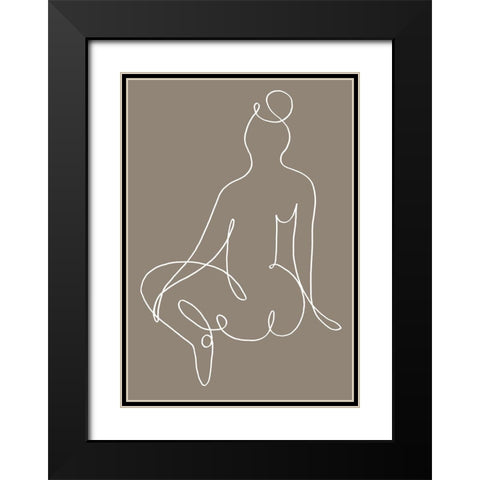 Sitting Down 02 Black Modern Wood Framed Art Print with Double Matting by 1x Studio II