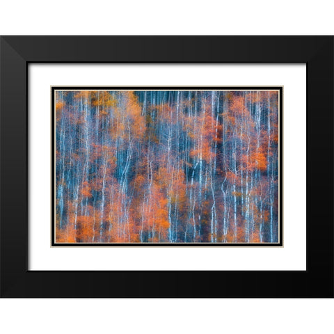 Autumn Abstract Black Modern Wood Framed Art Print with Double Matting by Xu, Mei