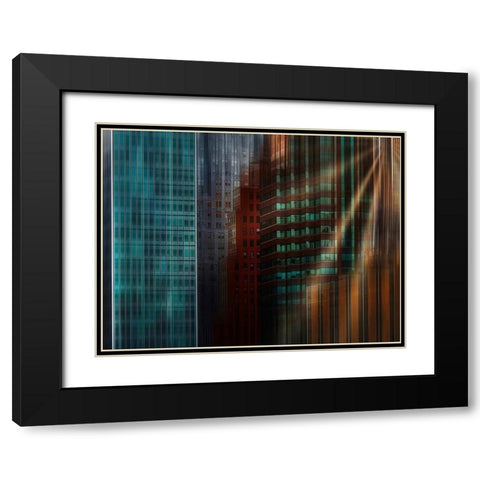 Manhattan way Black Modern Wood Framed Art Print with Double Matting by Labagnara, Roxana