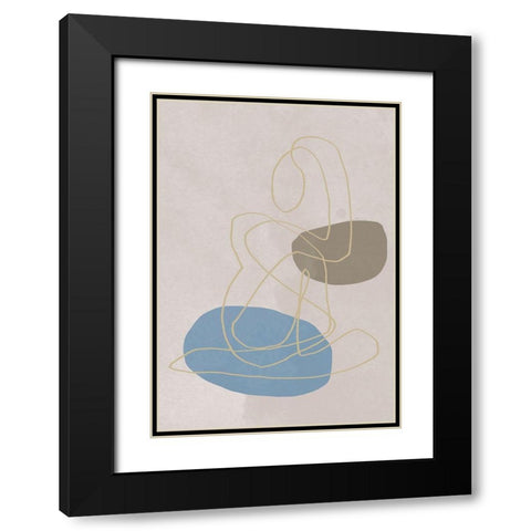 Golden Lines Black Modern Wood Framed Art Print with Double Matting by 1x Studio II