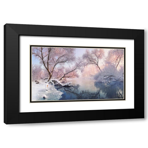 Christmas Lace Black Modern Wood Framed Art Print with Double Matting by Sokolovsky, Vlad