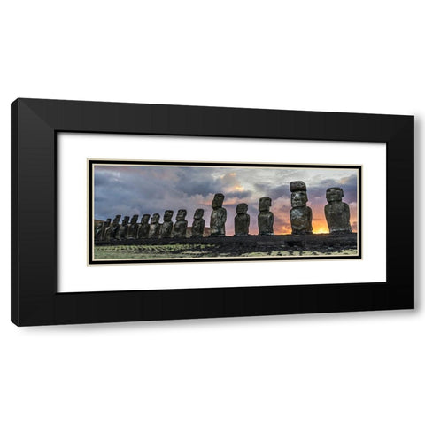Tongariki Fire Black Modern Wood Framed Art Print with Double Matting by Wrobel, Karsten