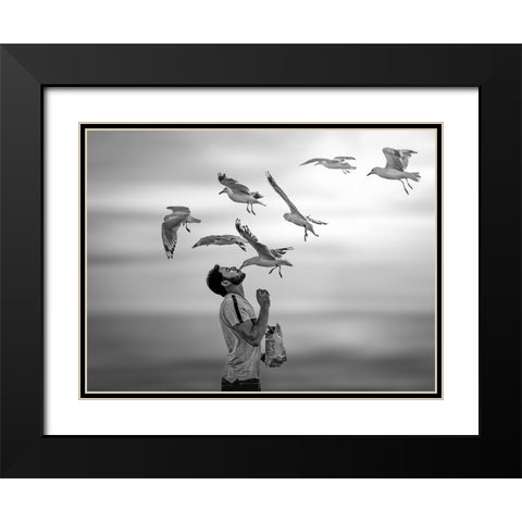 Transcendent Love Black Modern Wood Framed Art Print with Double Matting by Yu Wu, Irene